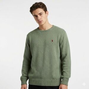 Polo by Ralph Lauren Vintage Men’s Crewneck Cotton Sweater Grandpa Green XXL